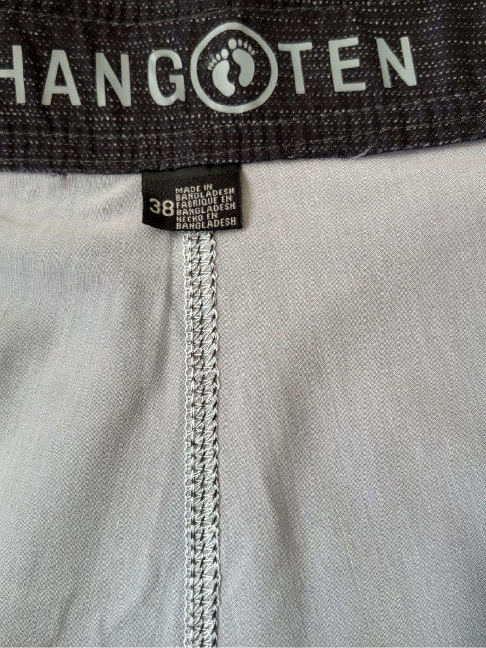 NWT Hang Ten Sz 38 Board Shorts Light Gray Horizontal Stripe Back Pocket - Picture 5 of 5
